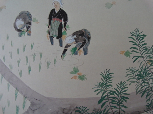川合玉堂、【田植】、希少な大判額装用画集より、新品高級額装付、豪華限定版、巨匠、コロタイプ、日本人画家拍卖