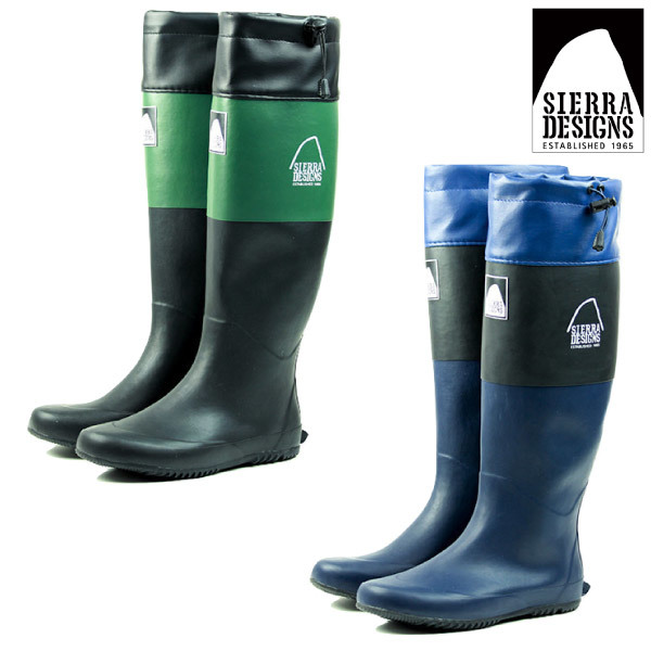▲SIERRA DESIGNS シエラデザインズ パッカブルレインブーツ 長靴 ゴム長 SD2004 ブラック-グリーン 黒 緑 L (0910010350-bg-L)拍卖