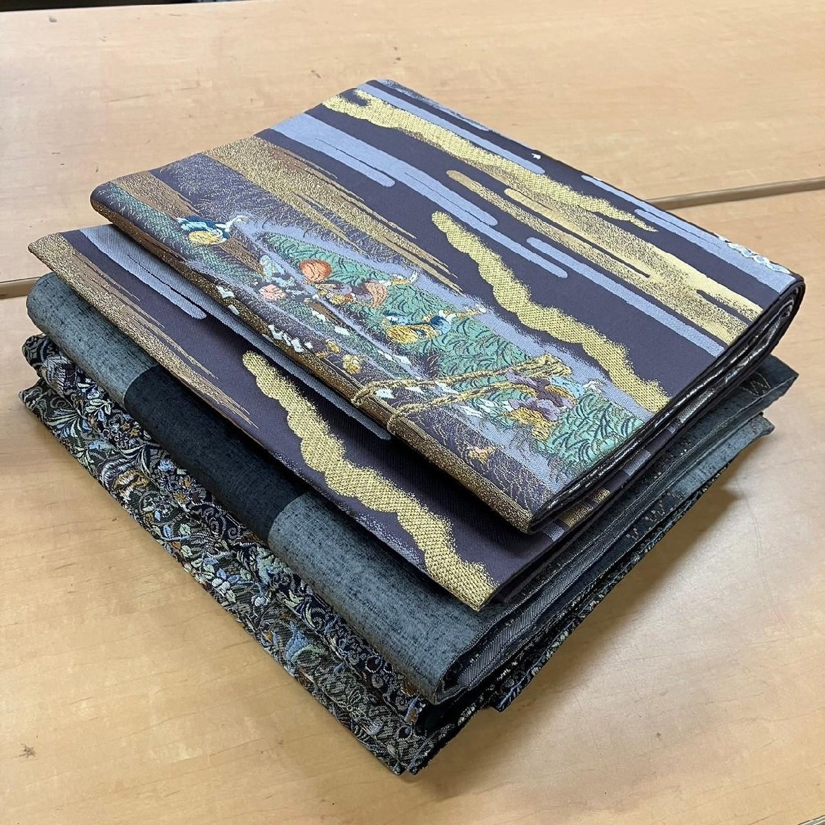 ER0107-2 帯まとめ 袋帯 能衣 葛飾北斎 富嶽三十六景図 礫川白の旦 西陣あさぎ 富士 全通柄袋帯 最高傑作 逸品 女性和服 着物 100サイズ拍卖