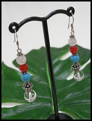 ★在庫処分★シルバー925ピアス2個セットtypeF水晶×ターコイズ×コーラル×ローズクォーツ/店舗閉店のため銀アクセALL50%OFF拍卖