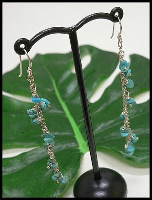 ★在庫処分★シルバー925ピアス2個セット 天然石ターコイズさざれ/店舗閉店のため銀アクセALL50%OFF拍卖