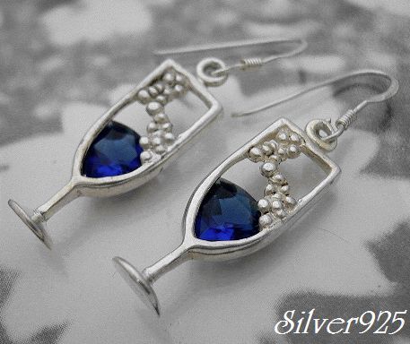★在庫処分★シルバー925ピアス2個セット ブルージルコニア付グラス/店舗閉店のため銀アクセALL50%OFF拍卖