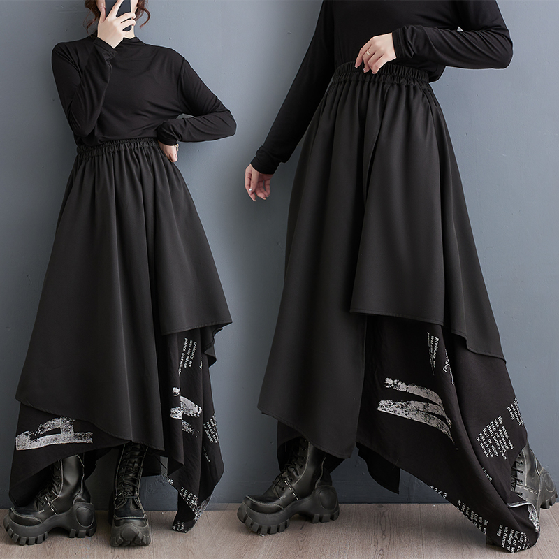 「同梱1万円送料無料」秋新作*レディース*カジュアル*ゆったり*不規則*切り替*英字柄*ウエストゴム*Aラインワンピース*F*拍卖