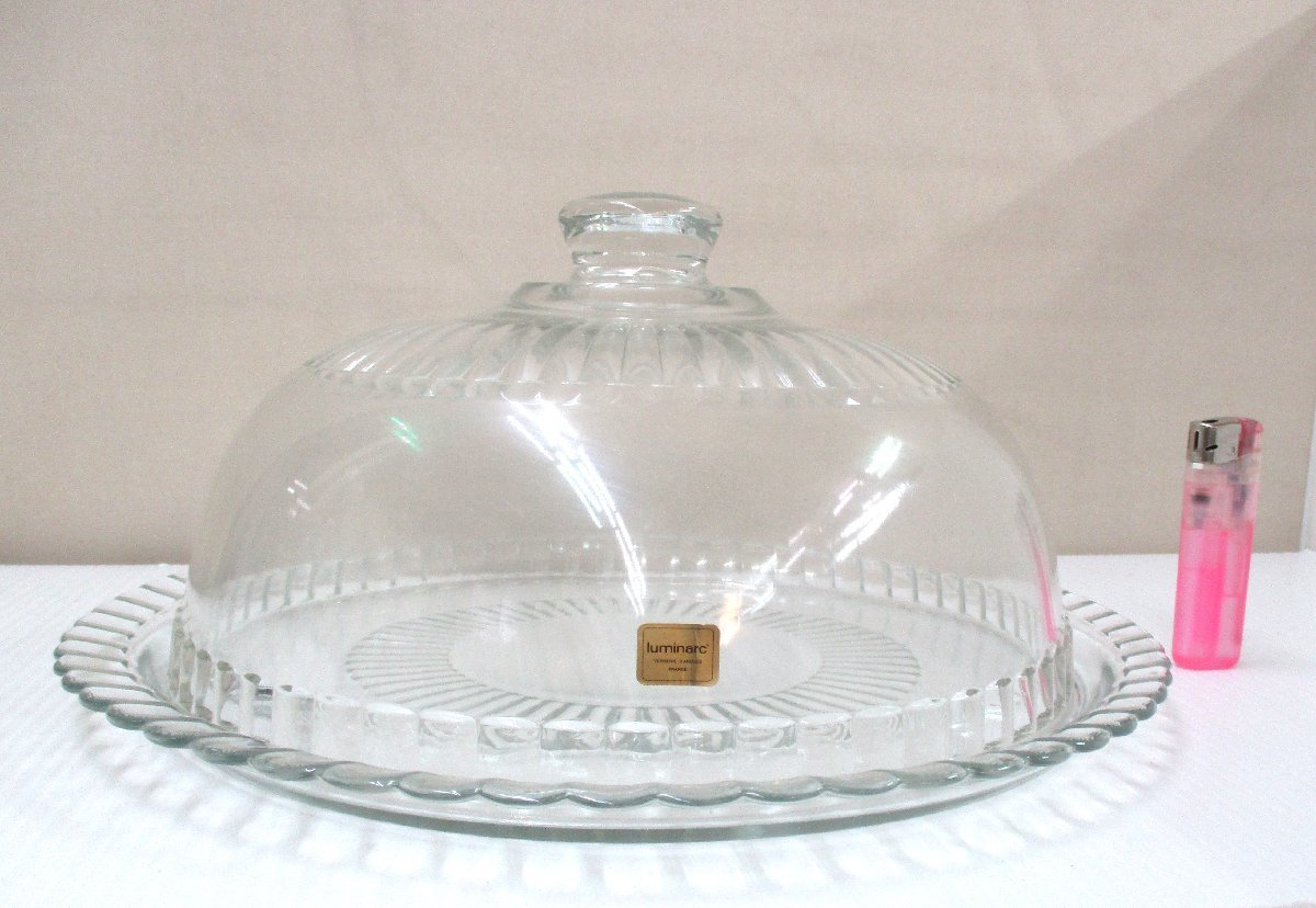 ★ 94016 luminarc ケーキドーム + プレート セット ケーキドーム φ26.8 x H12cm プレート φ32 x H1.8cm ★拍卖