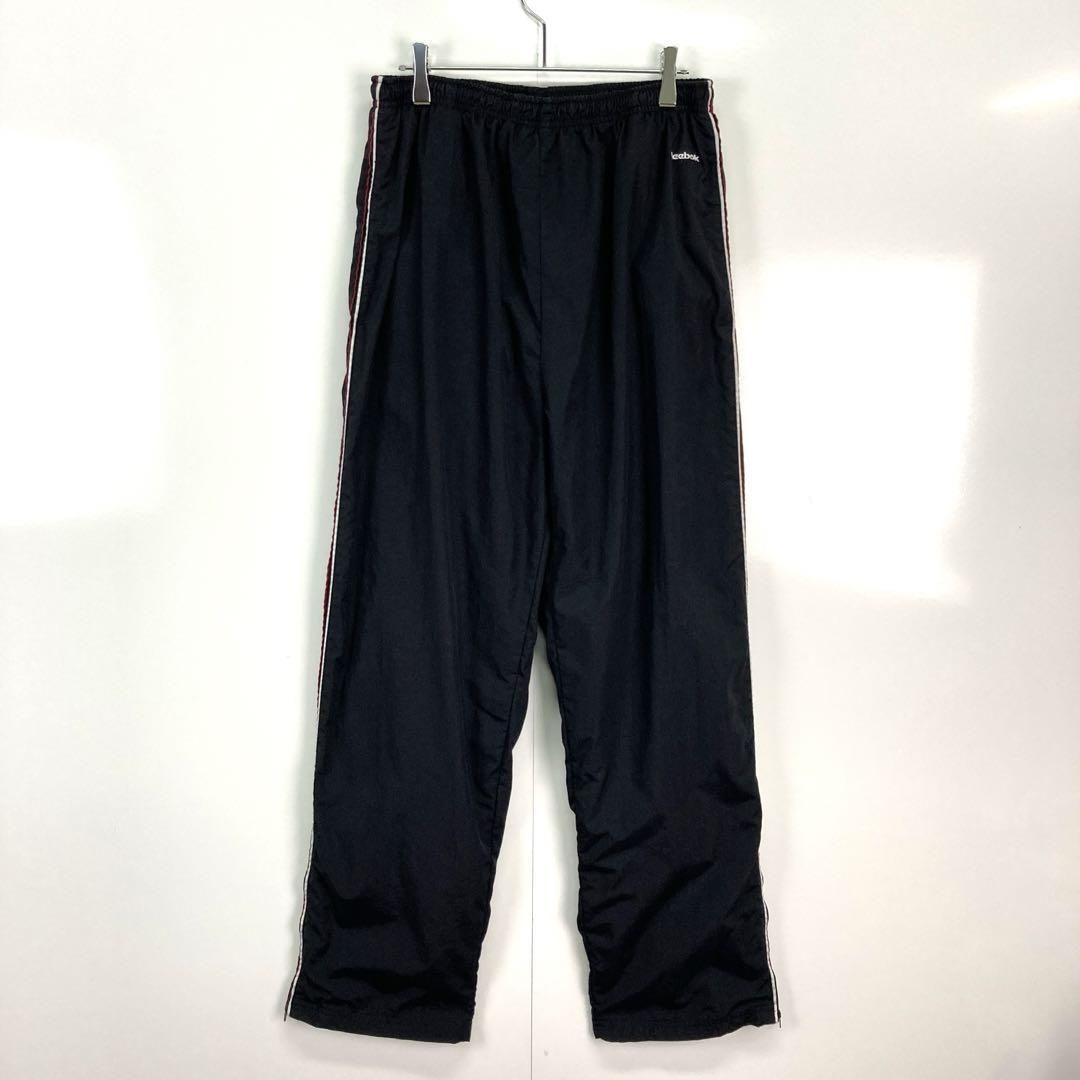 リーボックReebokトラックパンツジャージウィンドブレーカーロゴ刺繍ブラック拍卖