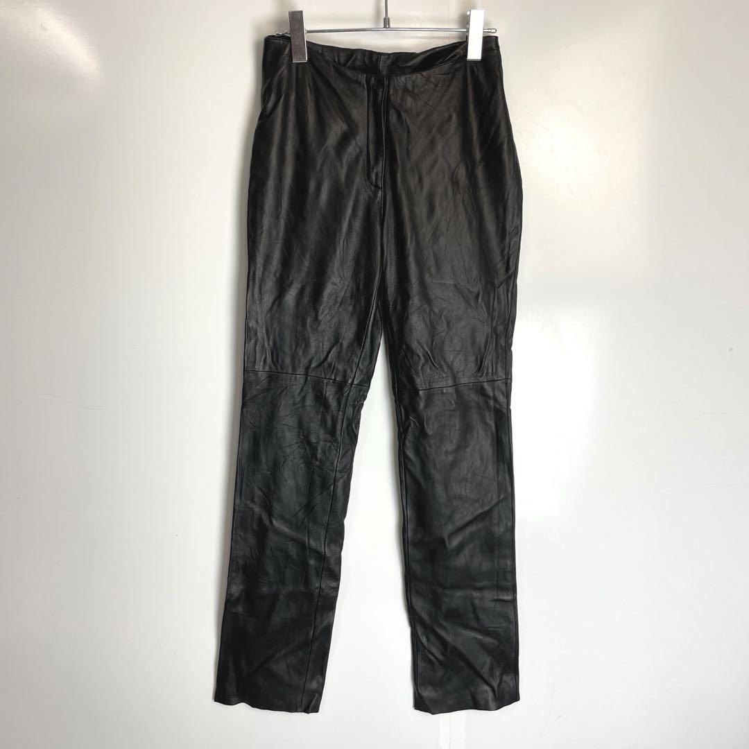 Bebe本革リアルレザーパンツ黒ブラックY2Kバイカーヴィンテージライディング拍卖