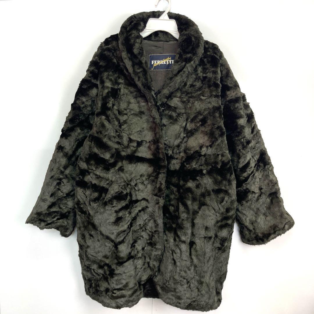 イタリア製ヴィンテージFERRETTIファーコートこげ茶色Y2Kキルティング拍卖