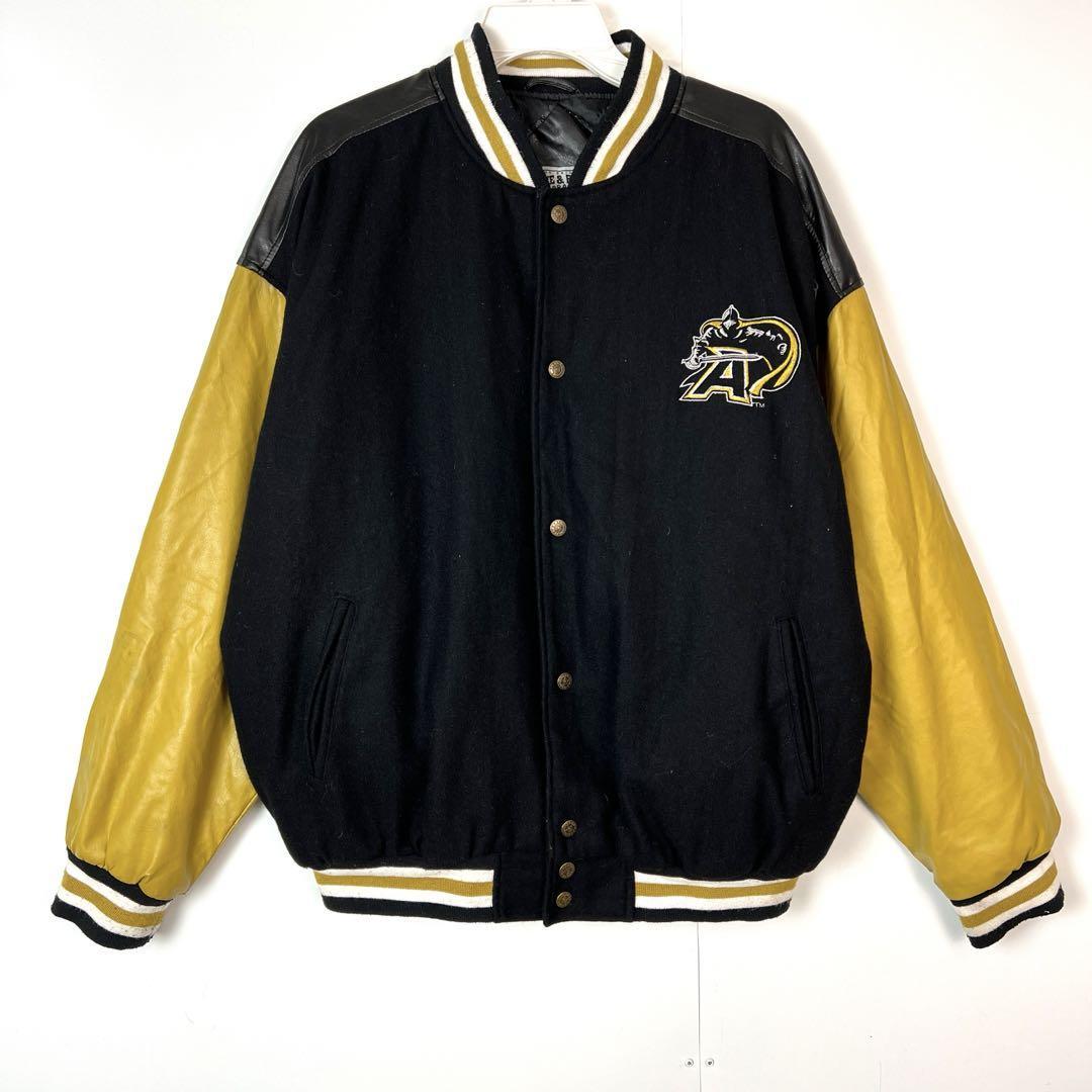 ヴィンテージSTEVE&BARRY’SウールスタジャンARMYレザーキルティング拍卖