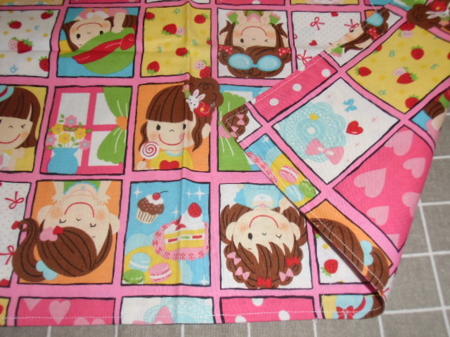 No.170 大判裏付ランチョンマット&巾着 ハンドメイド 40x60 ガールズ柄 ピンク 女の子拍卖