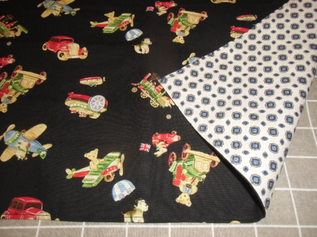 No.603 大判裏付ランチョンマット ハンドメイド 40x60 クマ柄 黒色 男の子拍卖