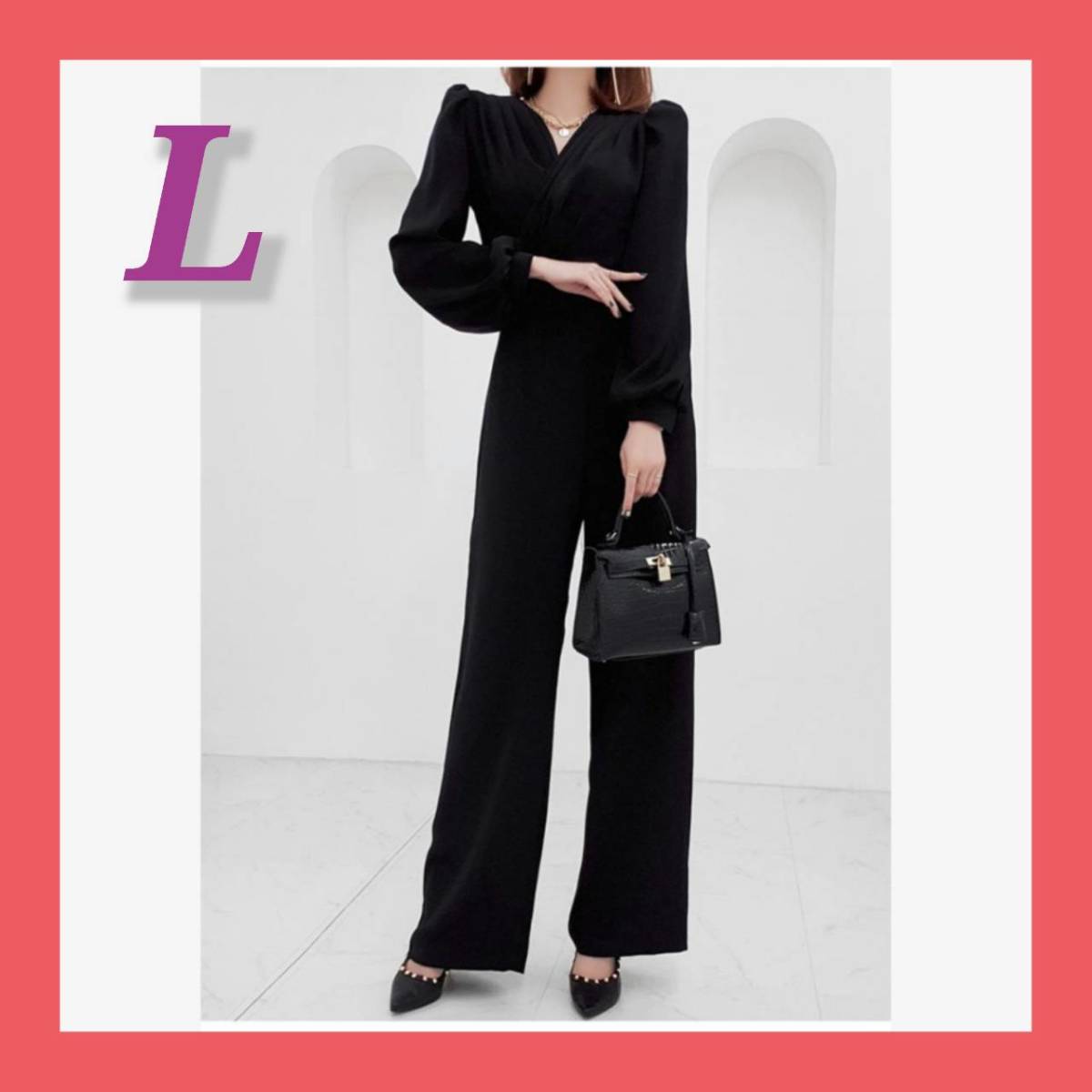 オールインワン フォーマル 卒業式 スーツ セットアップ 結婚式 Vネック 無地 披露宴 二次会 謝恩会 パーティー 演奏会 発表会 お呼ばれ L拍卖