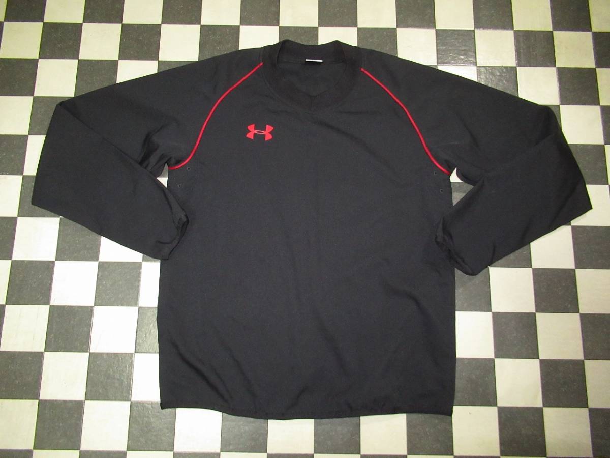 ★アンダーアーマー★良品 SM UAラグビー専用ピステシャツ ブラック/レッド 軽量・柔軟・耐久性拍卖