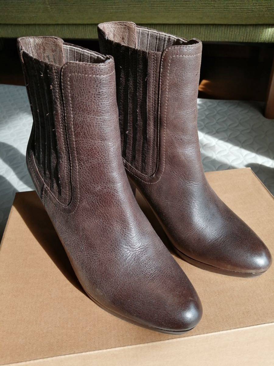 shoes lounge◇シューズラウンジ サイドゴアブーツ ショートブーツ 天然皮革 38 ブラウン拍卖