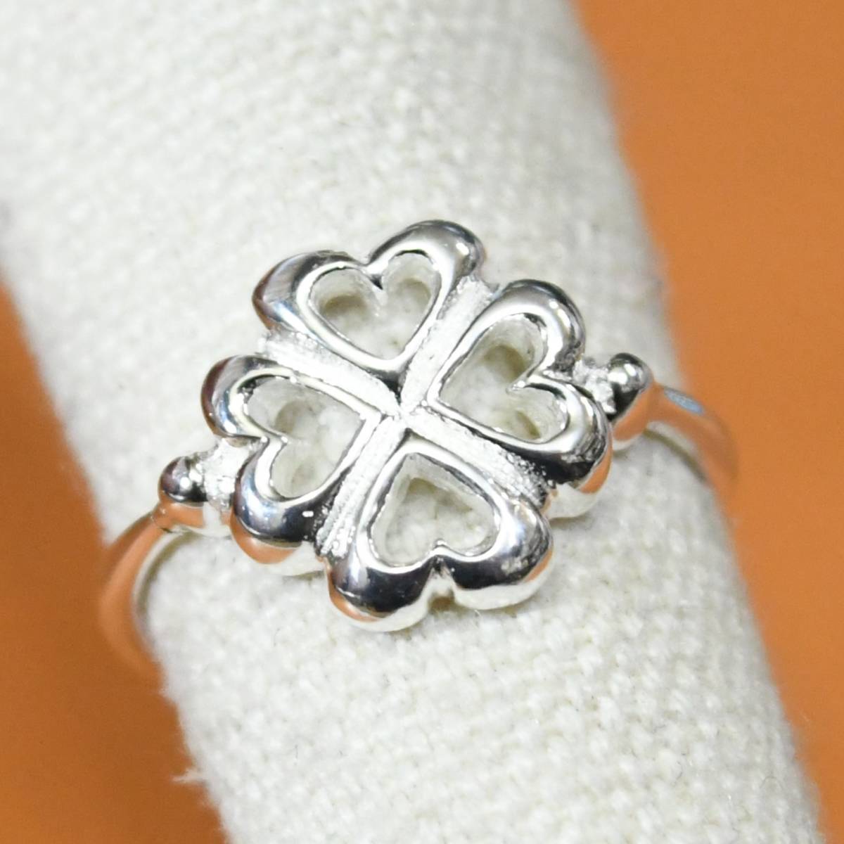 SR2423 指輪シルバー925刻リング 11号 ハート 四つ葉のクローバー 幸運 送料込拍卖