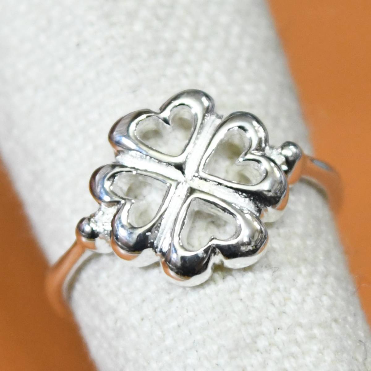 SR2424 指輪シルバー925刻リング 11号 ハート 四つ葉のクローバー 幸運 送料込拍卖