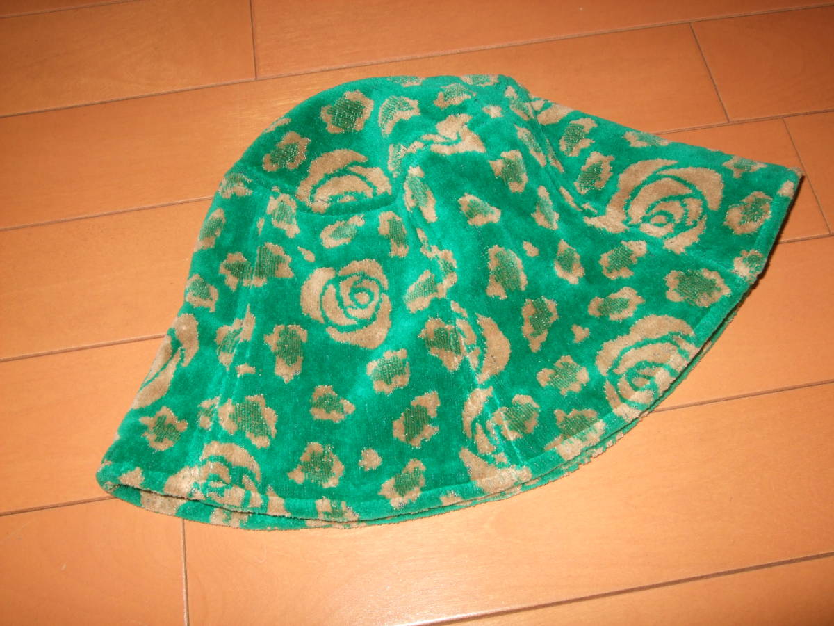 送料込即決日本製☆タオル生地ハット☆グリーン拍卖