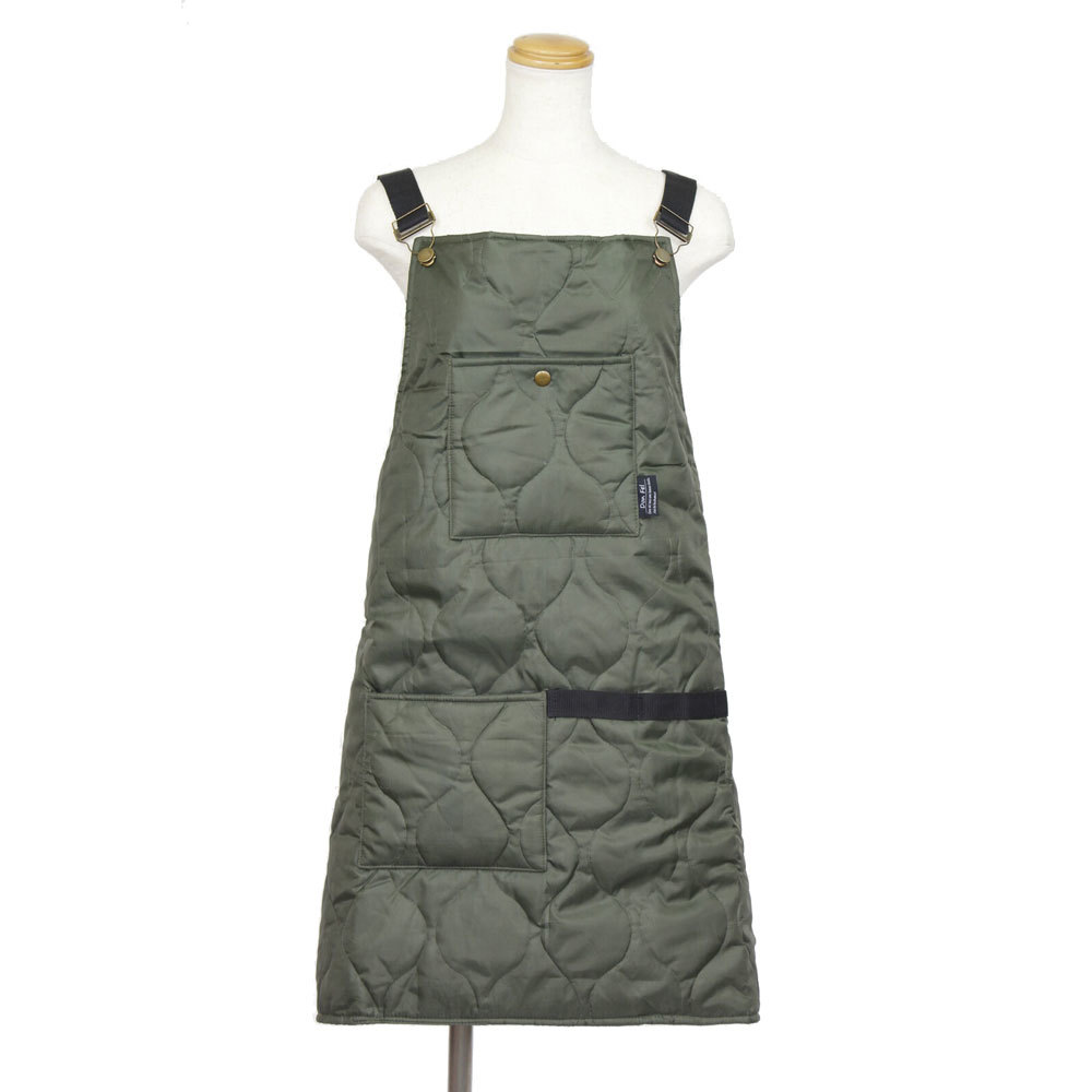 キルティングエプロン カーキ おしゃれ 暖かい 冬 かわいい拍卖