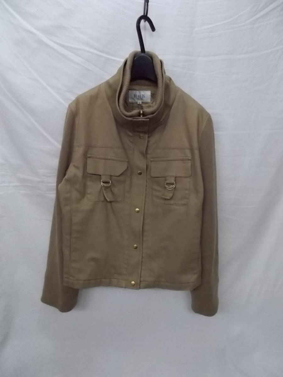 ▼自由区▼袖・襟ニット ブルゾン/48/ベージュ系拍卖