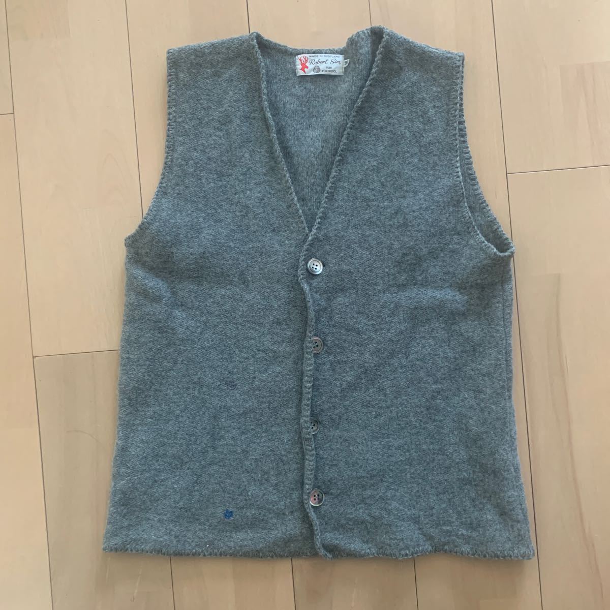 【Robert Sim】ロバートシム ウール ベスト スコットランド製 可愛いリペアあり Scotland サイズ36拍卖