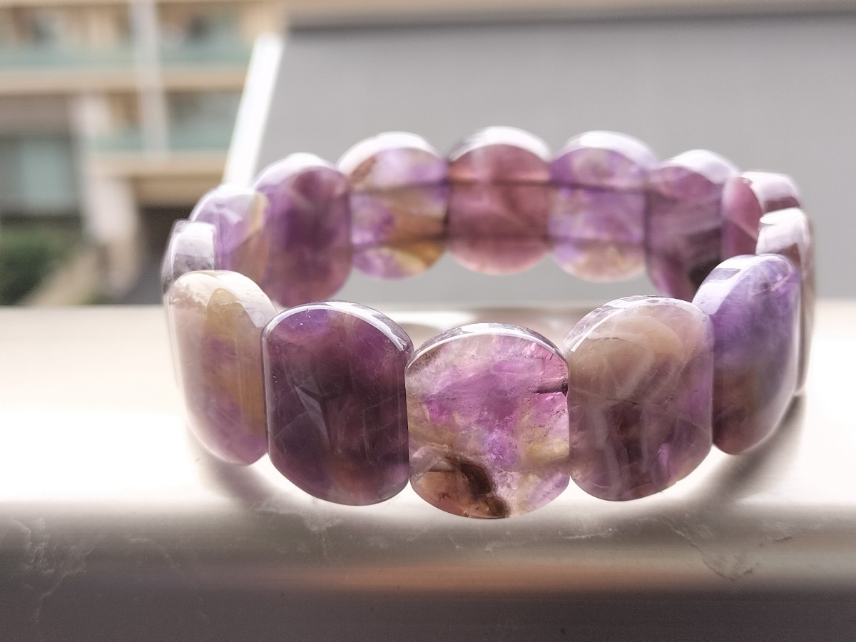 フローライト 紫蛍石 天然水晶 優しい紫 強力な守護 バングル ブレスレット拍卖