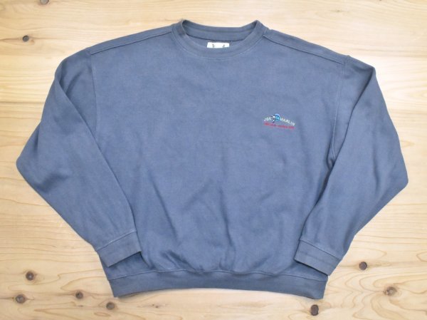 レア2000sUSA古着 Joe Marlin リブ編み 刺繍ロゴ スウェット sizeM 灰色 グレー ジョーマーリン ニット 魚 カジキ アメリカ 2000年代 Y2K拍卖