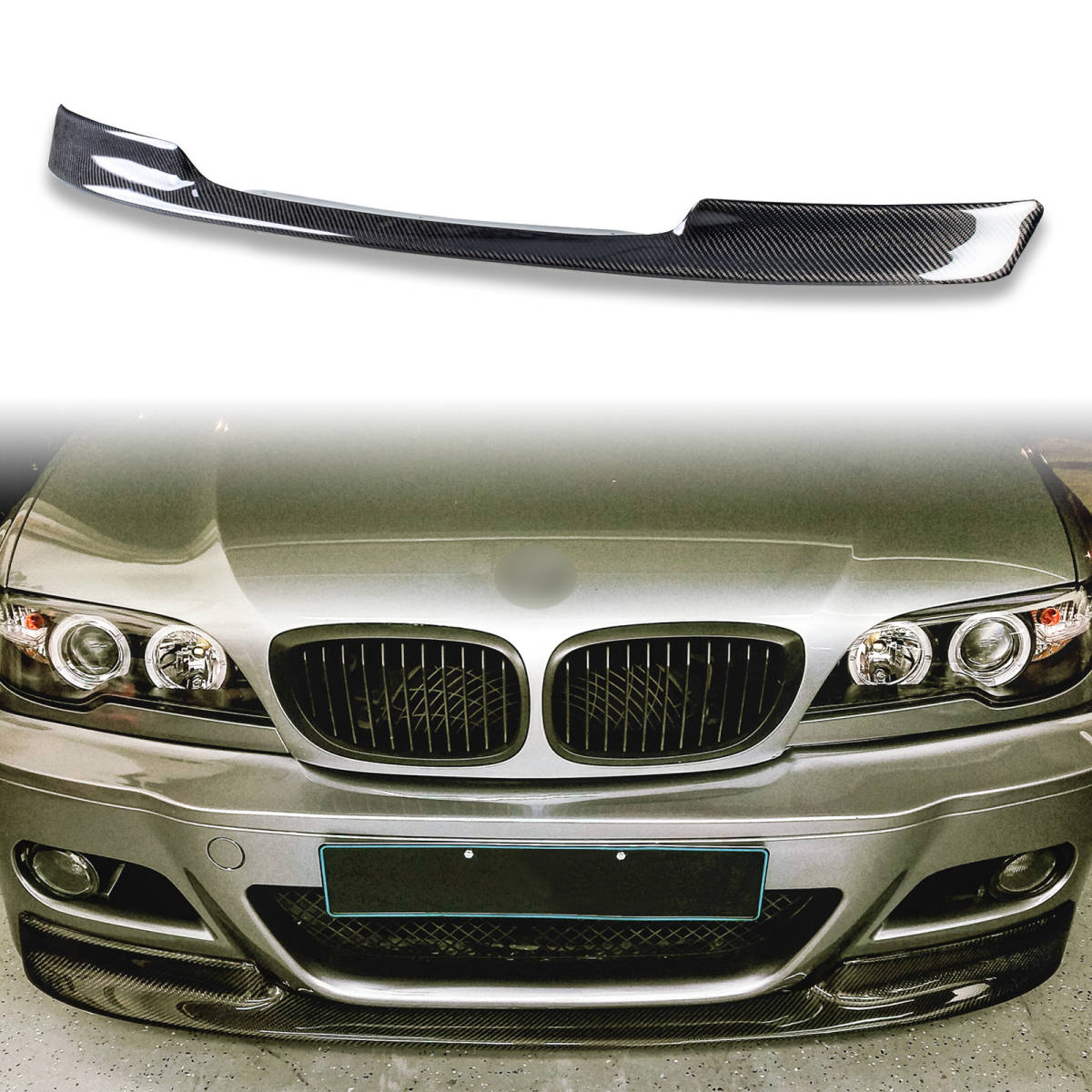 カーボン BMW用 M3 第3世代 2000-2006 E46 フロント リップ スポイラー タイプII FL-50751拍卖