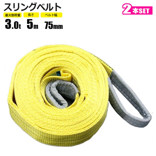 スリングベルト 3t 5M 2本セット ベルトスリング 玉掛拍卖
