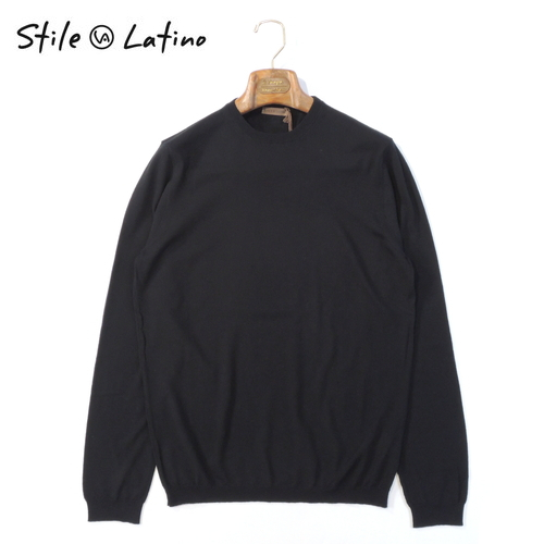 【50%OFF・新品・44】STILE LATINO(スティレ ラティーノ)ヴァージンウール 26GGクルーネックニット MU6GC-MGW22012 ブラック拍卖