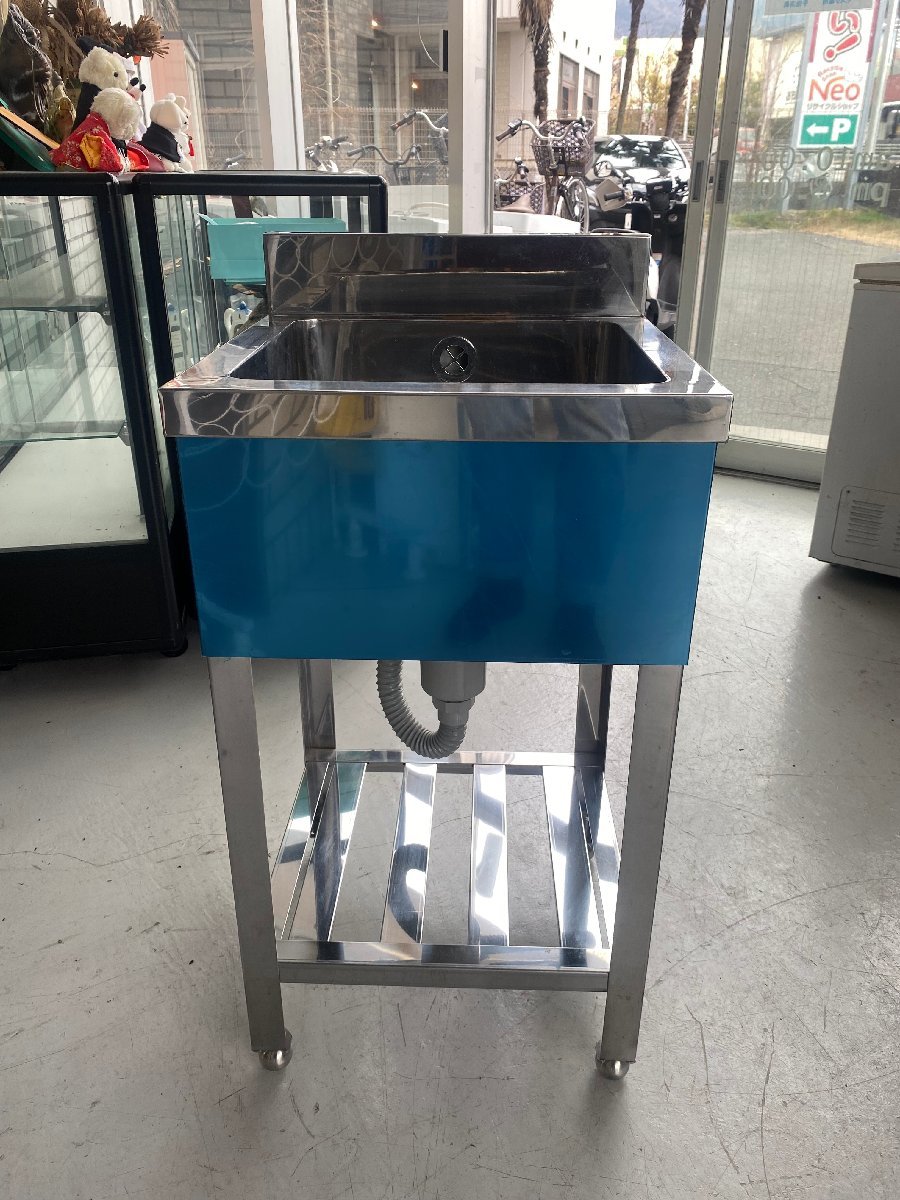 ▽OG▽ステンレス 一槽シンク バックガード付 W450×WD450×H800 シンク 厨房設備 厨房洗い場 1槽シンク A2302-174拍卖