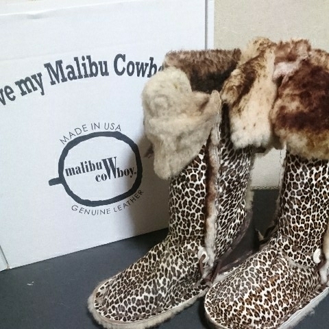 新品同様 Malibu Cowboy ハンドメイドムートンブーツ拍卖