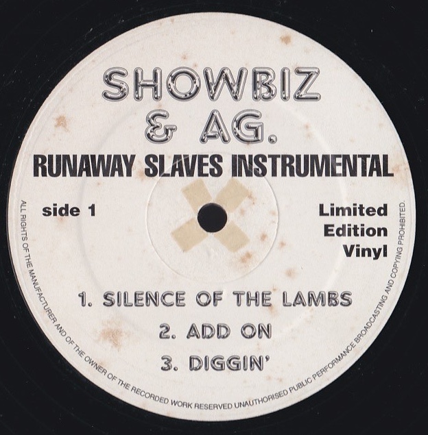 Hip Hop LP★SHOWBIZ & AG. / Runaway slaves instrumental★ブート盤 Limited edition vinyl★拍卖