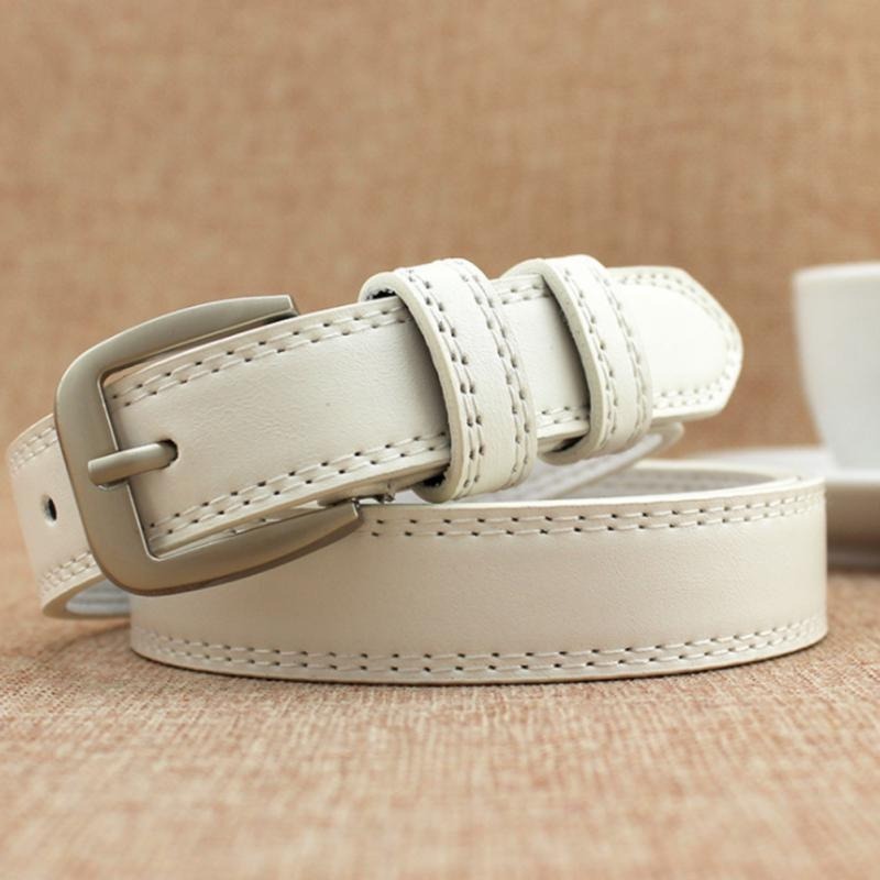 【ホワイト】超軽量 カジュアル クラシックスタイル スリム ベルト SILVER-BUCKLE シルバーバックル タイプ x1本拍卖