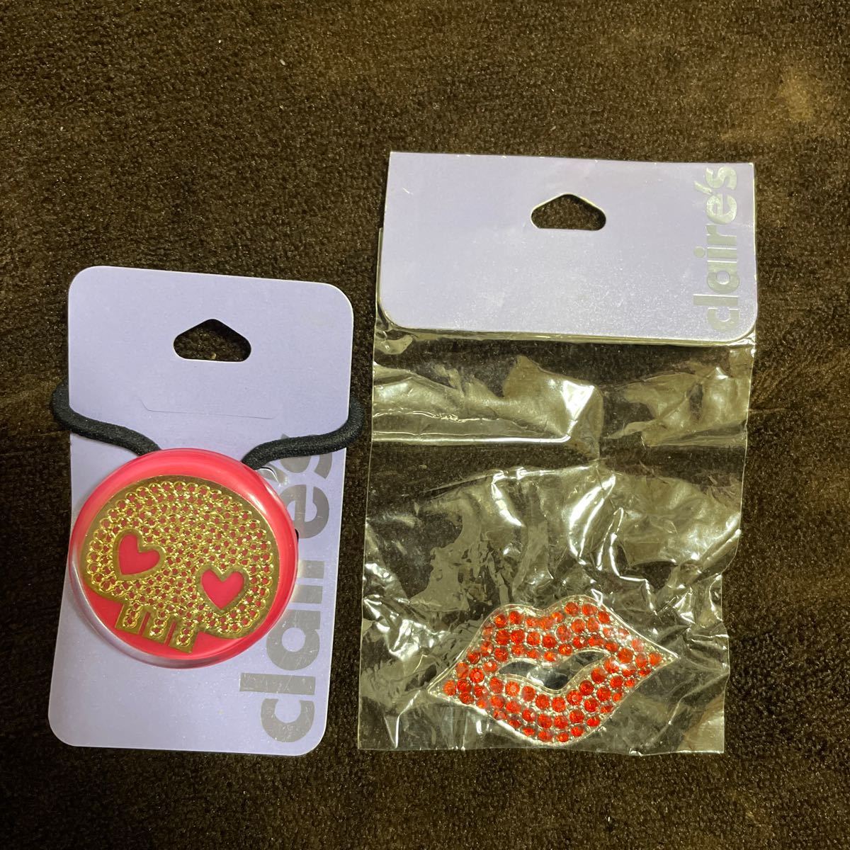 【送料無料】Claire's クレアーズ スカル ヘアゴム リップ ブローチ セット くちびる拍卖