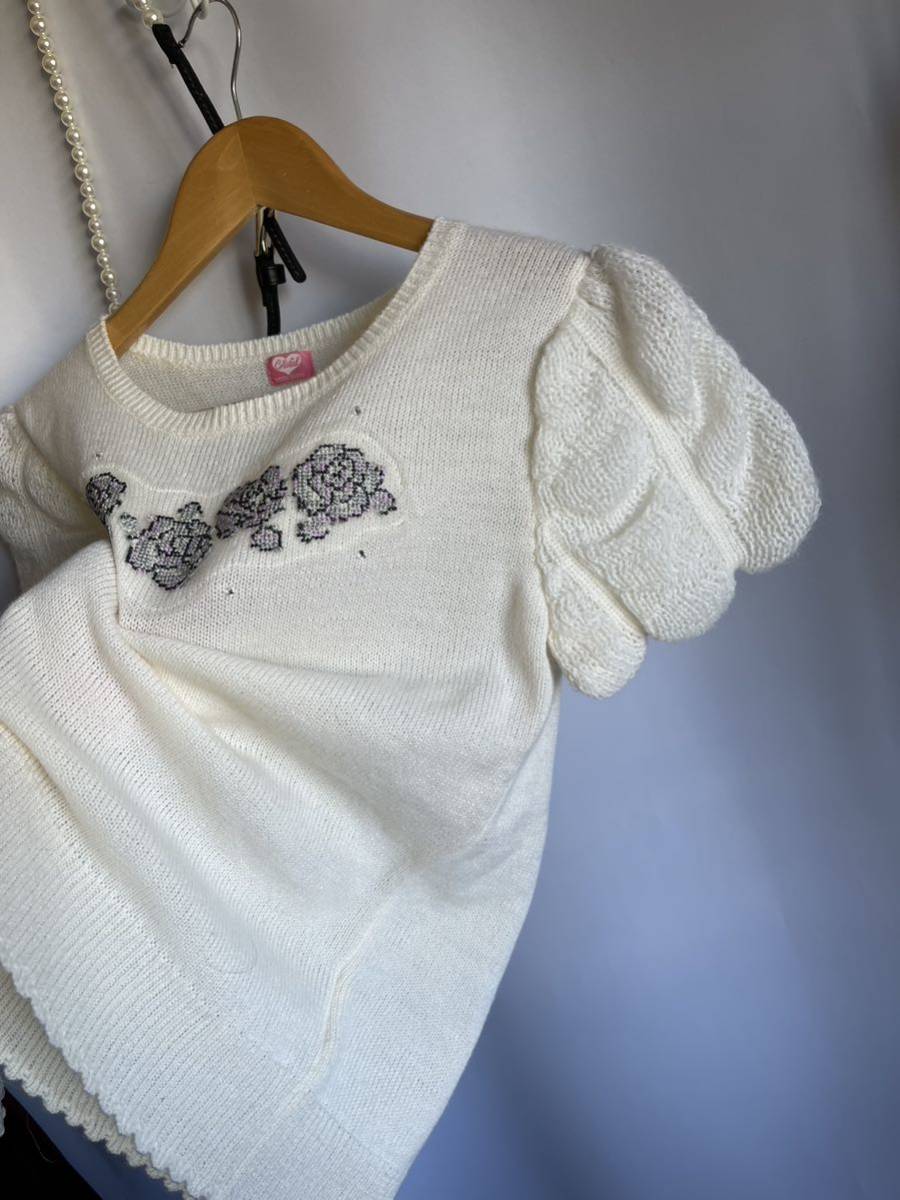 ★◆ メゾピアノ ★ 可愛いミルクアイス色 ★ ニット 重ね着◎極美拍卖