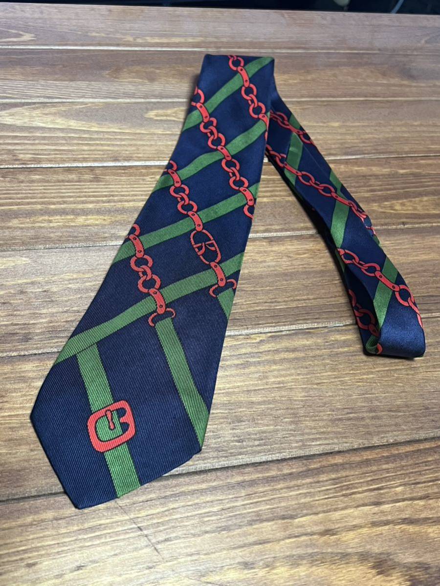 HERMES エルメス シルクネクタイ チェーン柄拍卖