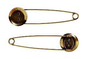 アクセサリーパーツ 金具 ストールピン ブローチピン お皿20mm ピン70mm 金古美 アンティークゴールド 1コ入り拍卖