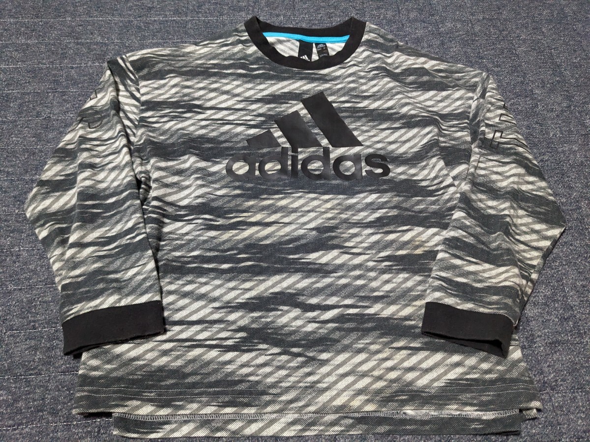 adidas アディダス ロンT グレー 長袖 Tシャツ 140サイズ ロングスリーブ 迷彩 サッカー フットサル スポーツ キッズ 拍卖