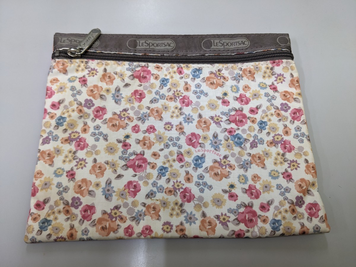 レスポートサック LeSportsac 小物入れ スクエアポーチ ポーチ LESPORTSAC ナイロン フラワープリント 花柄 拍卖