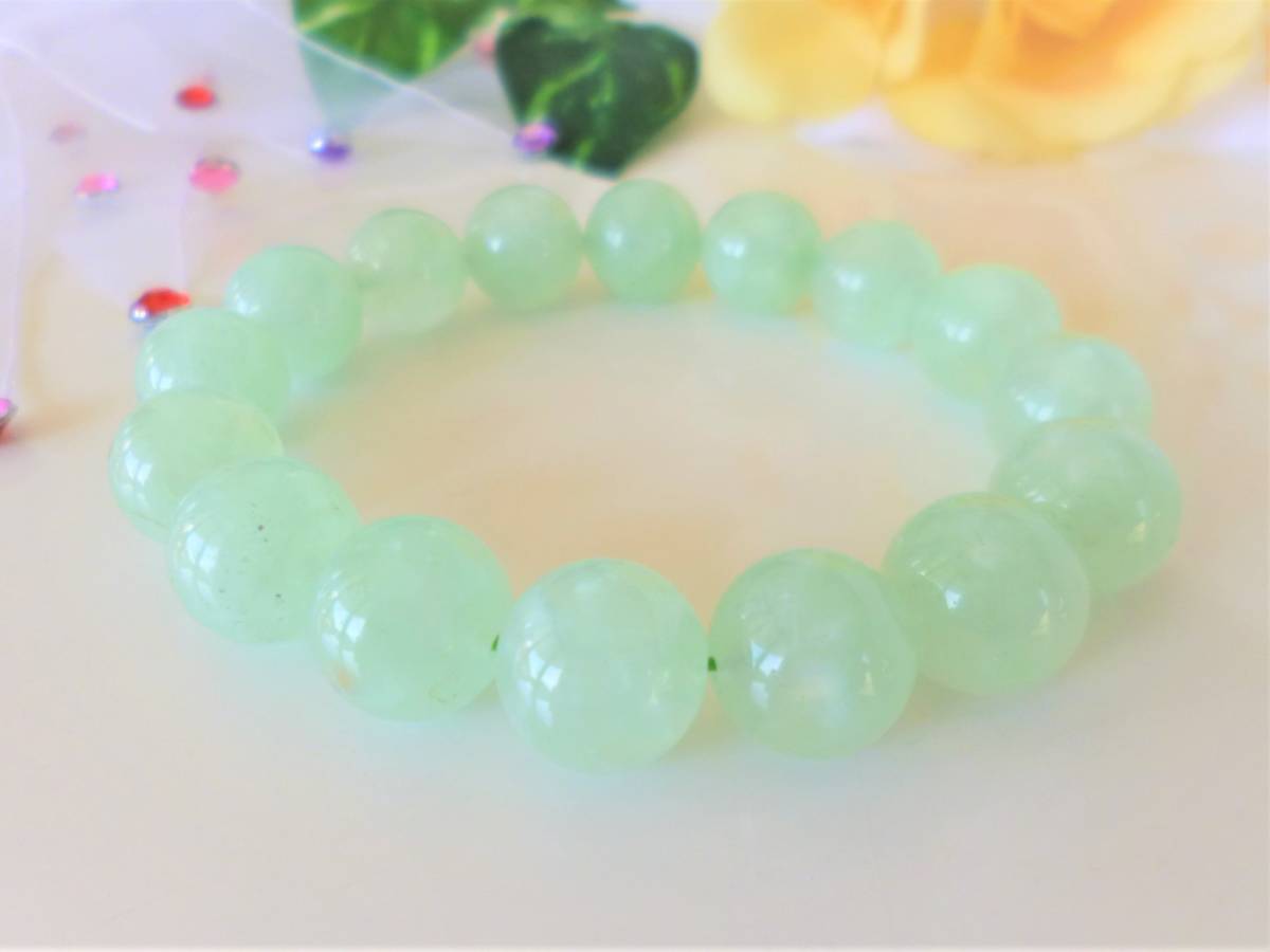 ☆1点もの☆大自然の波動☆努力根気☆ぷるるんマスカット☆パステルグリーン☆高品質AAA☆ミルキープレナイト☆大珠12mm☆16cm拍卖