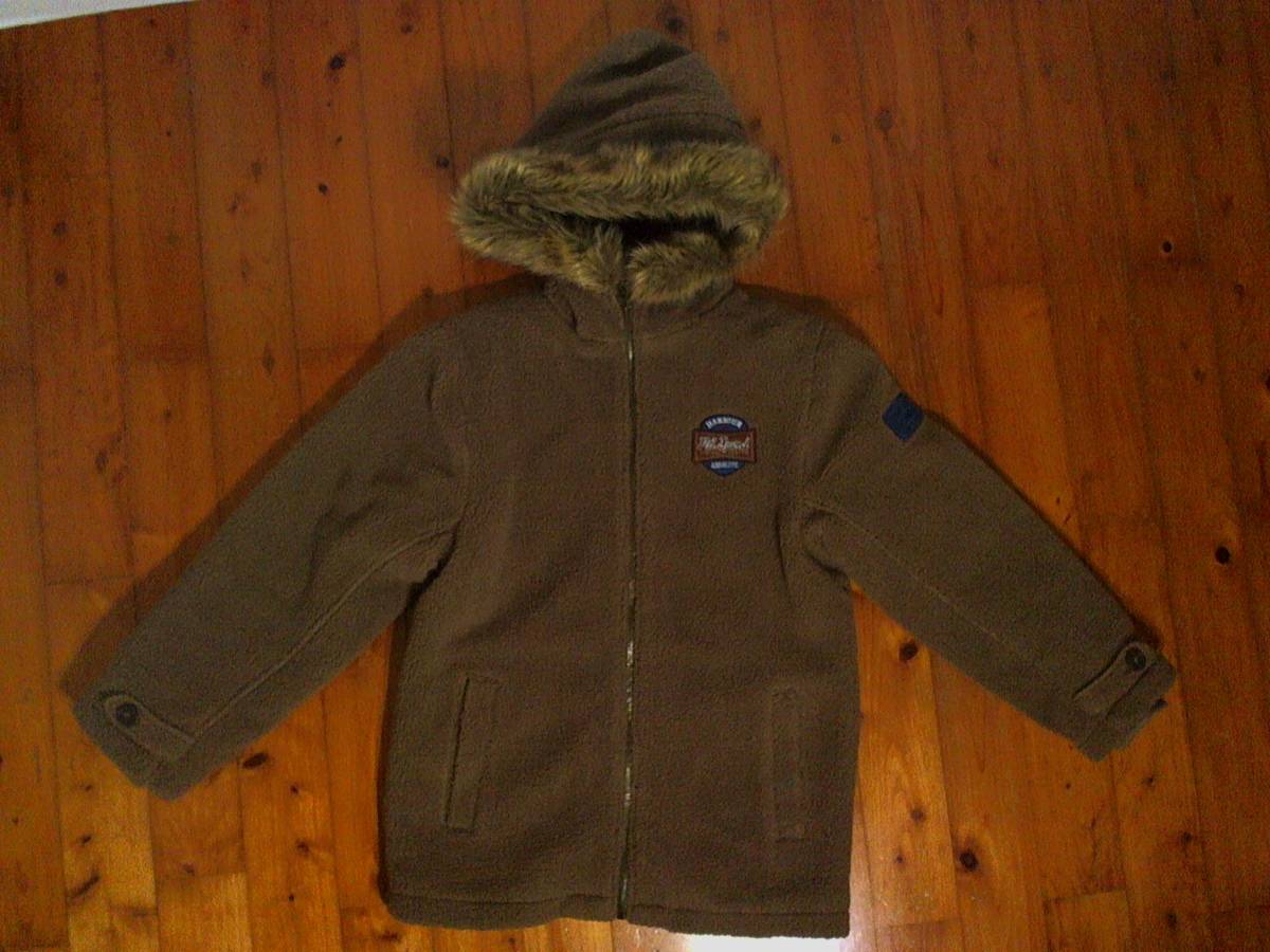 ☆微難有☆ポッシュボーイ【POSH BOY】ボア地 裏キルト ジップアップ パーカー 中綿ジャケット S ブラウン こげ茶拍卖