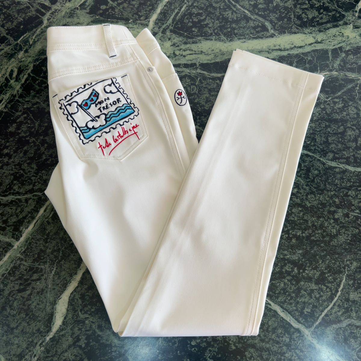 【試着のみ・ウエスト直し済み】CASTELBAJAC★カステルバジャック ストレッチパンツ 38サイズ 白拍卖