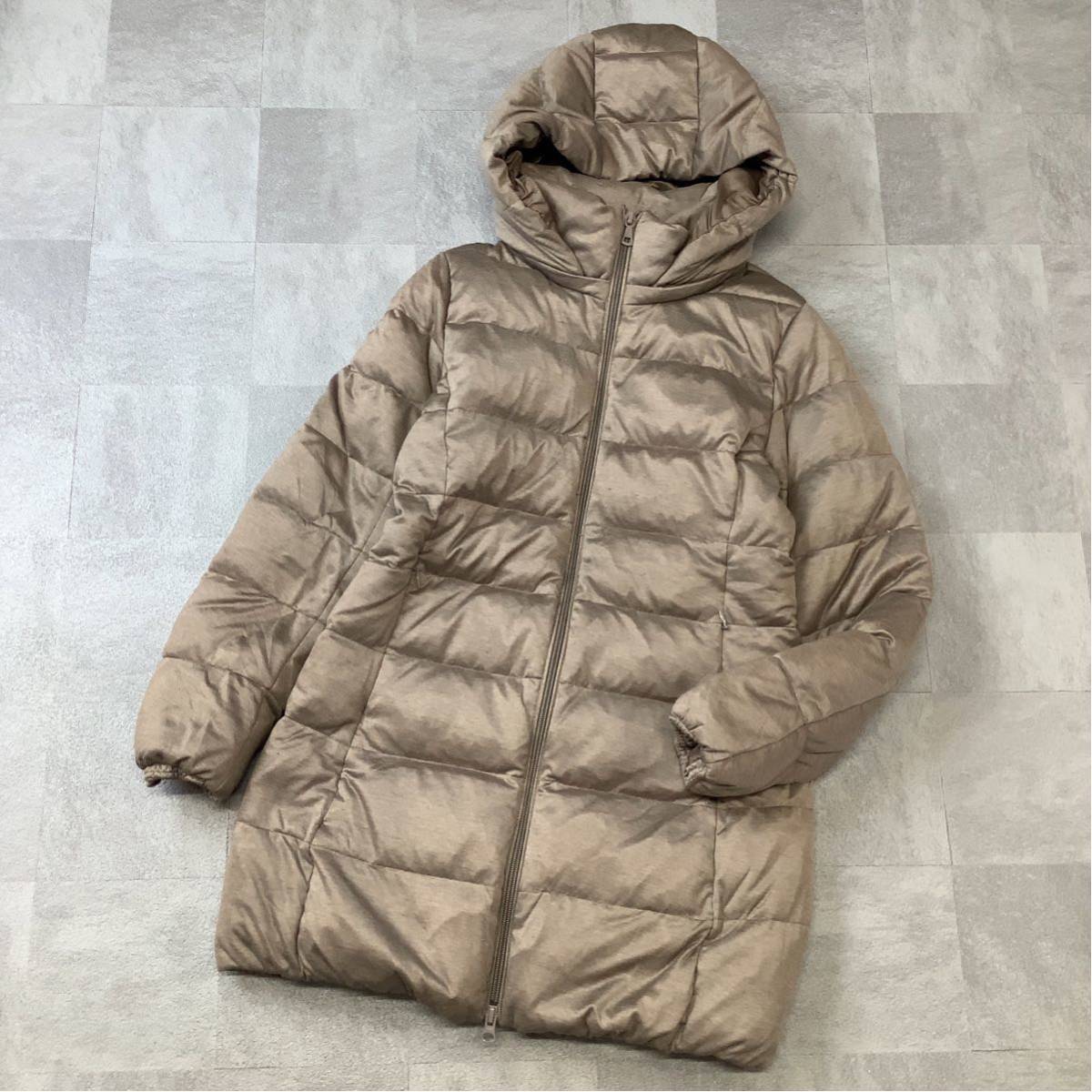 ユニクロ UNIQLO ダウンコート レディース Sサイズ ブラウン ベージュ ロングダウンジャケット拍卖