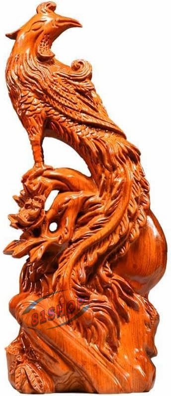 「81SHOP」鳳凰の置物 四霊 霊鳥 龍 朱雀 火の鳥 木 彫り 不死鳥 風水グッズ ドラゴン 開運祈願 金運祈願 開運 金運 財産運出世運幸福 成功拍卖