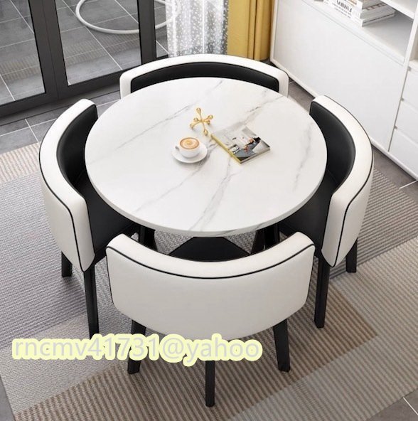 5点セット セット 丸テーブルと椅子 テーブルと椅子の組み合わせ 会議テーブル 未使用 商談 役員応接 多機能拍卖