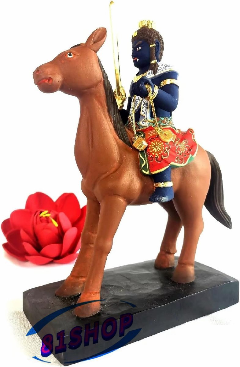 「81SHOP」不動明王 騎馬像★ 仏像 木製彫刻 木彫り仏像 厄除開運・病魔退散 高さ20cm拍卖