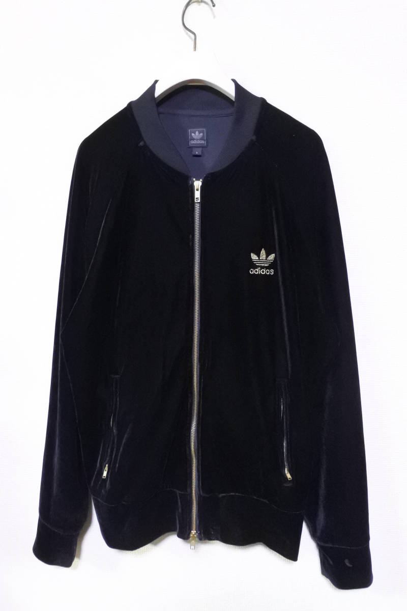 adidas Originals トラックジャケット ベロアジャージ ATPタイプ size L ブラック×ゴールド拍卖