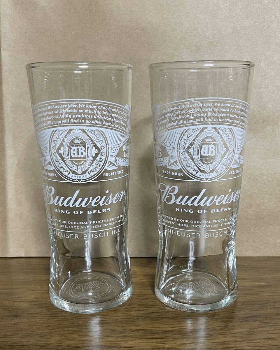 【未使用品】Budweiser バドワイザー ②個 ビアグラス コップ 高さ約16cm 口径約6.5cm拍卖
