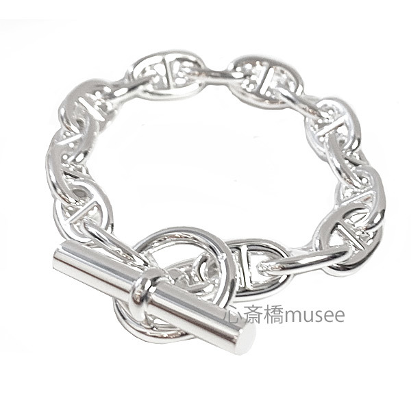 《新品》 エルメス シェーヌダンクル MM 16コマ シルバー製 シルバーチェーン ブレスレット バングル 16M HERMES Chaine Dancre Silver拍卖