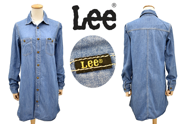 Y-7084★送料無料★美品★Lee × Discoat リー ディスコート コラボ★ヴィンテージ加工 長袖 デニム ワーク シャツ ワンピース M 拍卖