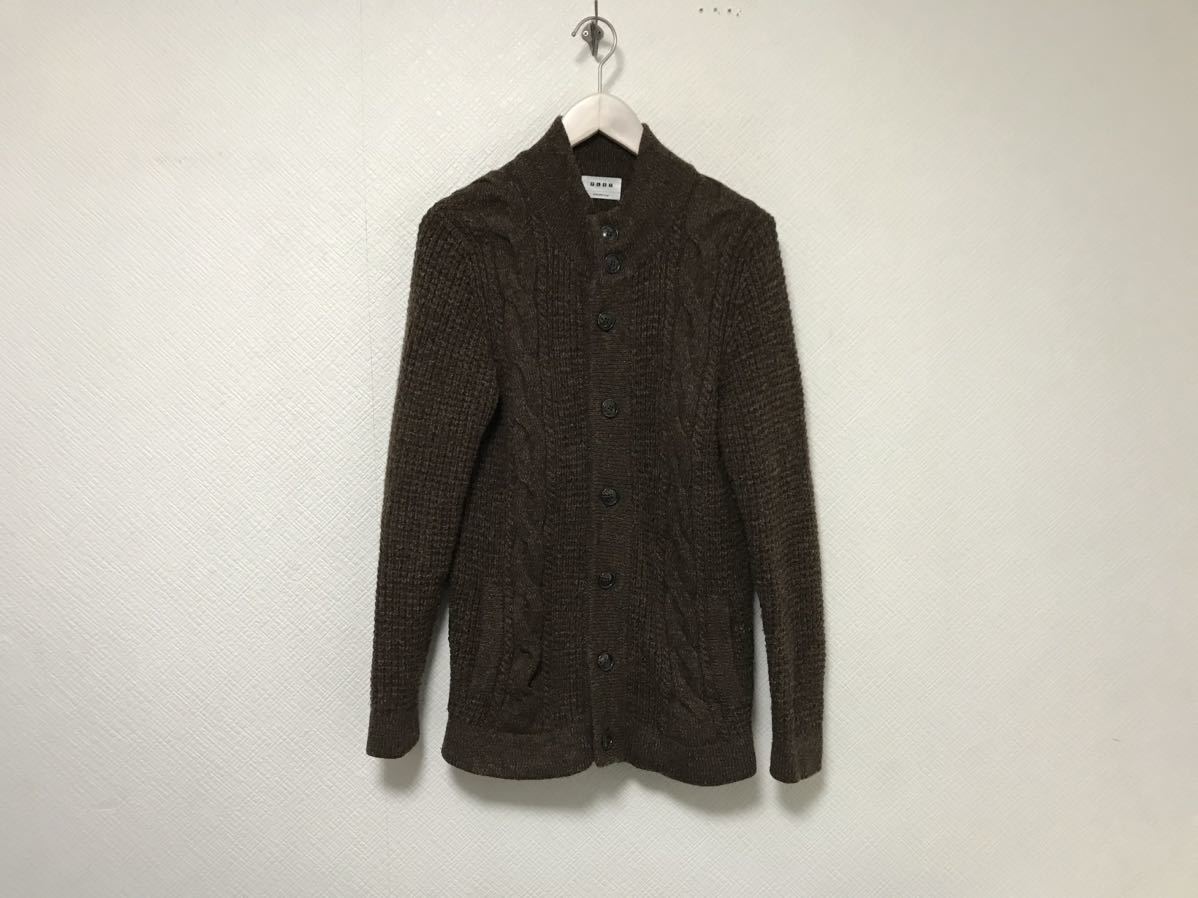 本物プラステPLSTニットタートルネックケーブル長袖セーターカーディガンメンズサーフアメカジスーツビジネスゴルフ茶ブラウンM拍卖